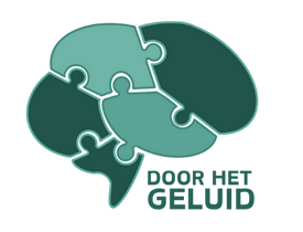 Logo van Stichting Door het Geluid waarop een brein in puzzelstukjes staat en de naam van de stichting.