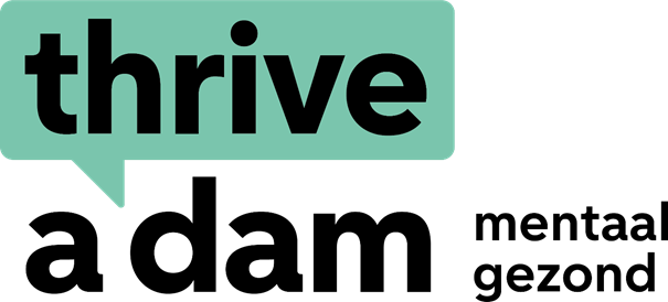 Logo van Thrive Amsterdam met Amsterdam Mentaal Gezond erop geschreven.